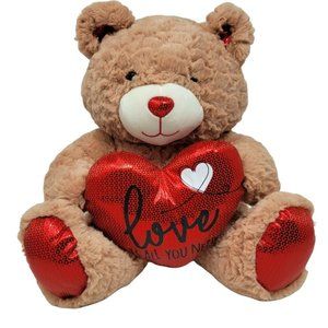Animal Adventure Teddy Bear 13" Stuffed Plush Animal "Love" Heart Valentine's